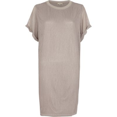Grey mesh T-shirt dress